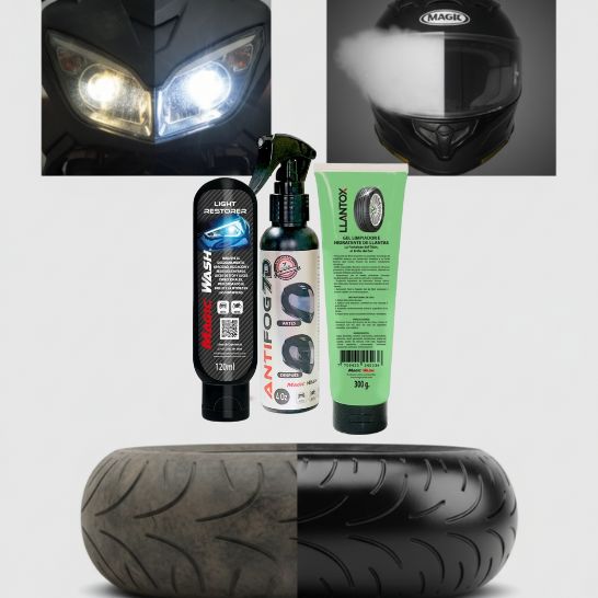 Combo para motos  3 productos (Farolas + Ruedas + Casco)