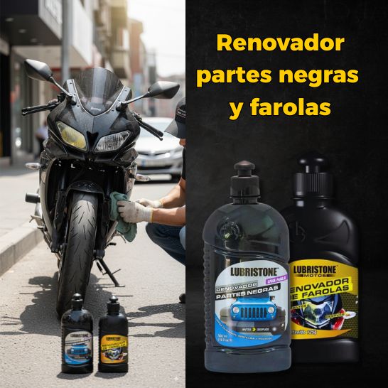Lubristone Kit Renovador 2 en 1 | Farolas claras + Plásticos negros brillantes