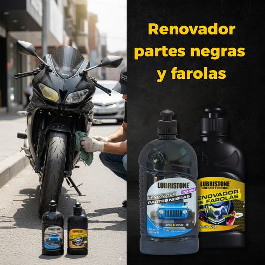 Lubristone Kit Renovador 2 en 1 | Farolas claras + Plásticos negros brillantes