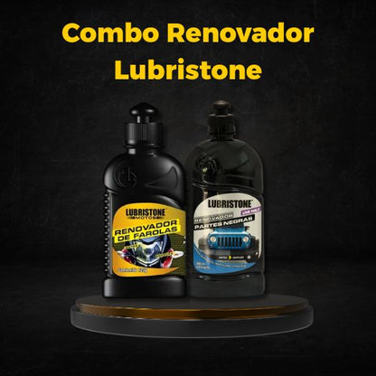 Lubristone Kit Renovador 2 en 1 | Farolas claras + Plásticos negros brillantes