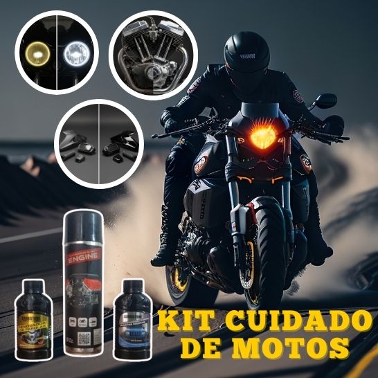 KIT para Moto LUBRISTONE + Magic Wash  – Limpia Motor 18oz, Renovador de Farolas 125g y Partes Negras 125ml |