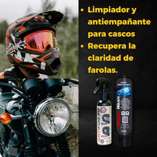 Kit Magic Wash para Motorizados | Iluminación nítida y visor limpio